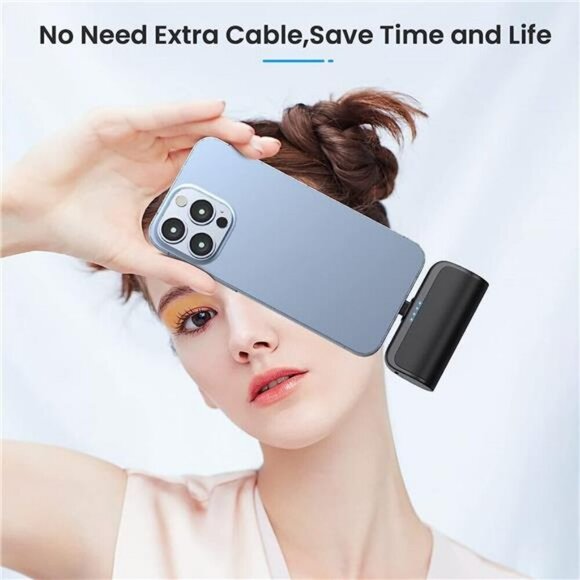 2 Pack Mini iPhone Portable Charger 5200mAh Fast Charging Travel Power Bank - Picture 4 of 8